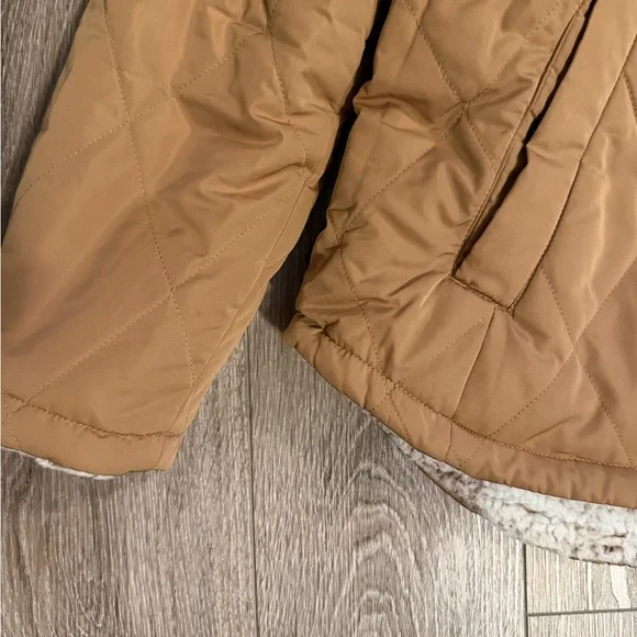 Brown Quilted Hooded Jacket with Sherpa Lining - Picture 3 of 8